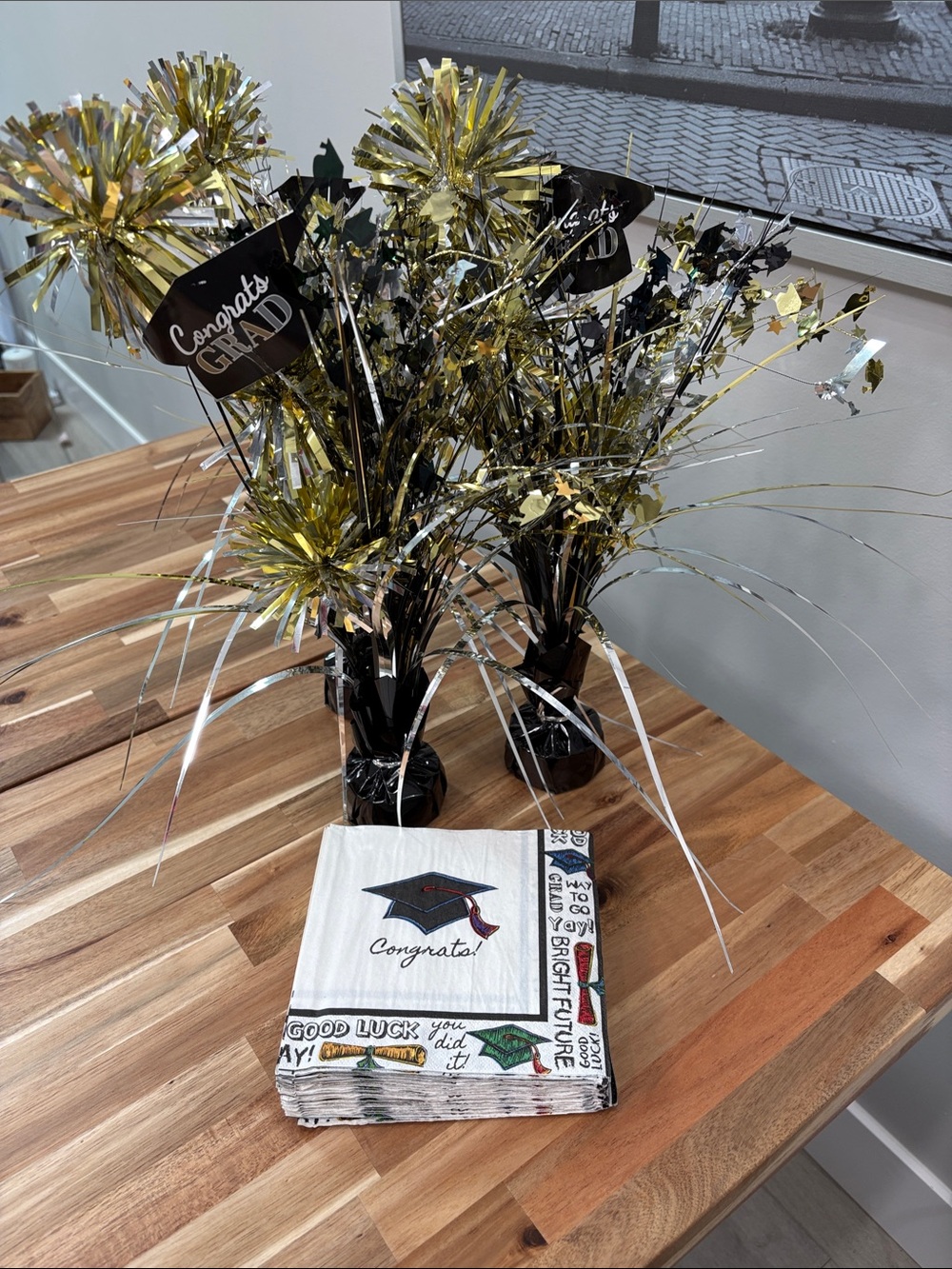 Graduation Table Centerpiece Set - Gold & Black